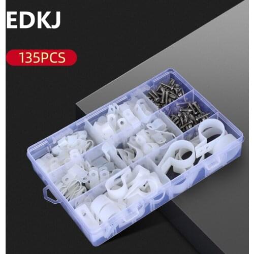 1 box R-type cable clip black and white 135PCS box assembly screw set box set assembly line fixed button press line buckle