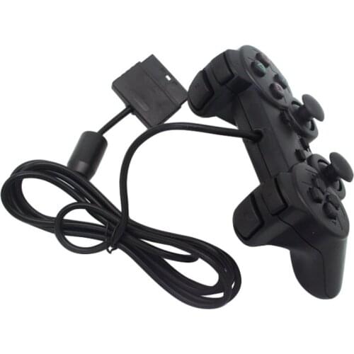 2PCS Black Wired Controller 1.8M Double Shock Remote joystick Gamepad Joypad for PlayStation 2 PS2