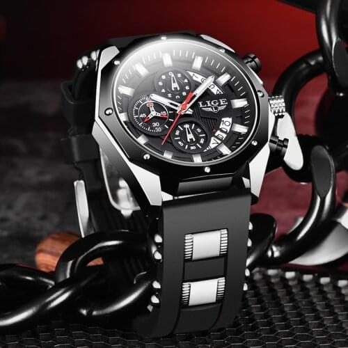 2020 LIGE New Military Men Watches Top Brand Luxury Silicone Sport Watch Men Quartz Date Clock Waterproof Wristwatch Chronograph