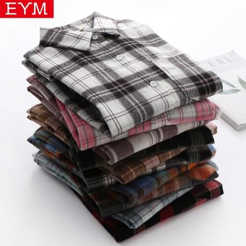 2021 Spring New Casual Plaid Shirts Women Loose Long Sleeve Large Size Blouses and Tops Young Style One Pocket Blouse Blusas