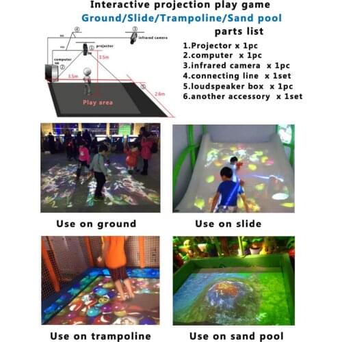 3D interactive projection play games used on ground/sand/slide/trampoline