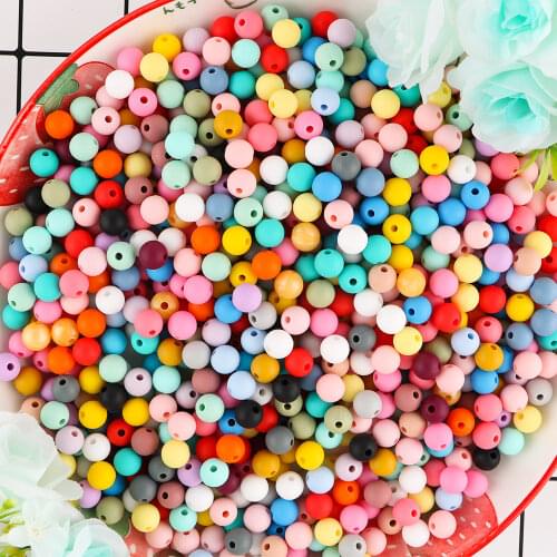 Sunrony 9mm 500pcs Silicone Beads Pearl Silicone Food Grade Teething Beads DIY BPA Free Jewelry Baby Teether Toy Pacifier Chain