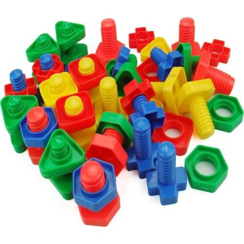 52Pcs Colorful Plastic Screw Nut Insert Building Blocks Educational Kids Toy for children Educational Toys scale models
