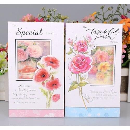 8pcs/set Greeting Card with Envelopes Flower Mothers Day Best Wishes Blank Thank You Gift Cards
