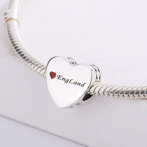 925 Sterling Silver Red Enamel Heart Of Love Everlasting Charm Pendant Bracelet DIY Jewelry Making For Original Pandora