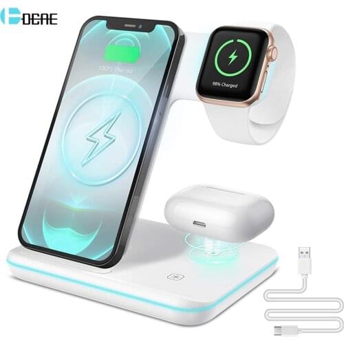 3 in 1 Wireless Chargers Stand For iPhone 12 11 XS XR X 8 Qi 20W Fast Charging Station for Apple Watch 6 SE 5 AirPods Pro iWatch