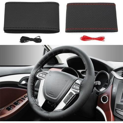 Car leather hand-sewn steering wheel cover for Acura MDX RDX TSX Seat Leon Ibiza Toledo Saab 9-3 9-5 93 Infiniti q50 FX35 G35