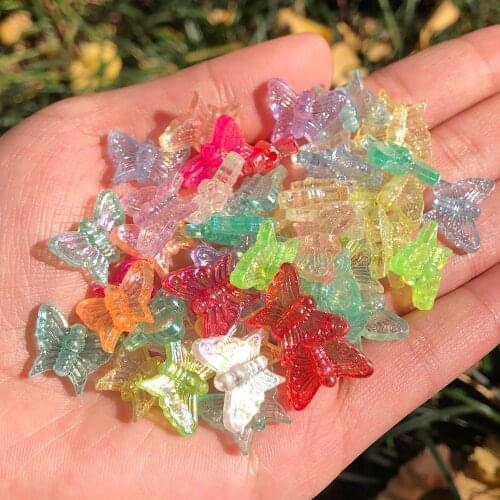 50pcs 13x6mm Acrylic Spaced Beads Butterfly Shape Beads For Jewelry Making DIY Necklace Earrings Accessories