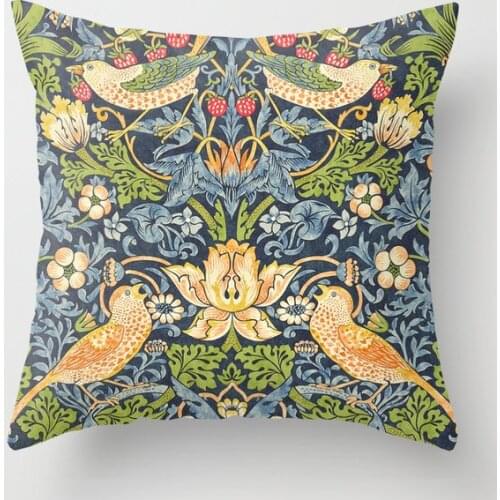 William Morris Strawberry Thief Restored Decorative Pillowcases Cotton Linen Throw Pillow Case Home Sofa Decor Pillowcase