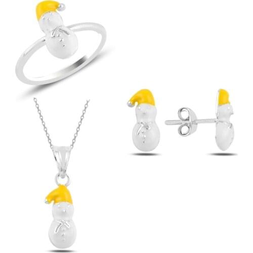 Silverlina Silver Snowman Cabochons Child Set