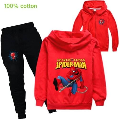 Disney Spiderman Kids Boys CoatPants Suit Kids Cartoon Clothing Children Sweatshirts Casual Fashion Clothing Set Christmas gift