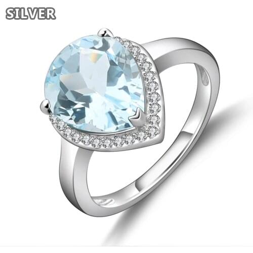 Elegant Stylish Ring Party Accessories Sea Blue Gemstone Zircon Ring Girl For Women Diamond Rings For Women aquamarine ring