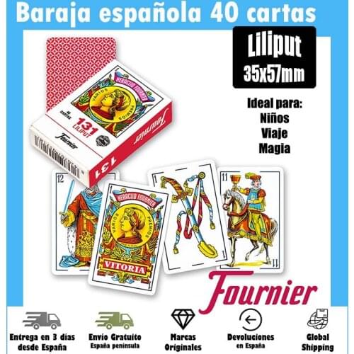 Fournier, mini Spanish deck Liliput 37x57mm game table pocket travel playing cards family Boys Girls adult Mus