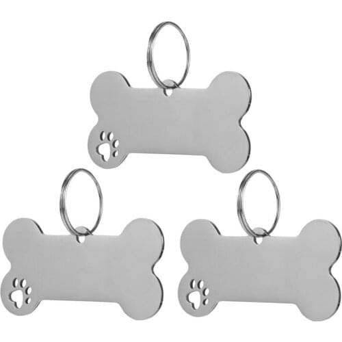 3pcs Pet ID Tag for Cat Puppy Dog Tag Pendant Keyring Bone Pet Accessories Name Tags Anti-lost Engraved Pet Dog Collar