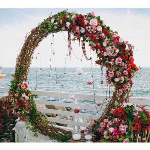Customized 210/170/130cm artificial flower with metal wedding arch stand decor for party wedding backdrop iron arch+flowers set