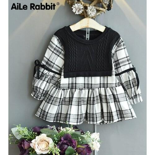 Girl Baby Foreign Dress 2021 New Autumn Girl Fake Two Plaid Little Girl Autumn Princess Skirt