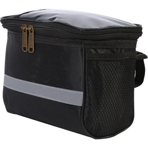 Cycling Bicycle Insulated Front Bag MTB Bike Phone Holder Handlebar Bag Basket Pannier Cooler Bag With Strip Bike Accessories