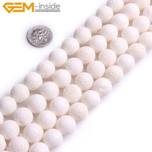 Natural Round White Coral Stone Beads For Jewelry Making strand 15inch DIY Necklace Loose Bracelet