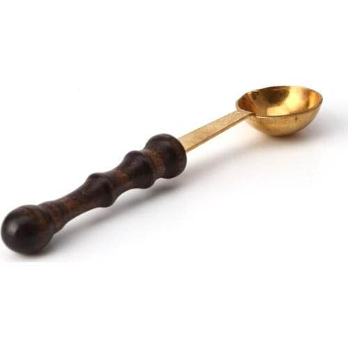 Brass&Wood Spoon For Melt Wax Dissolve Wax Seal Stamp Envelope Craft E56C