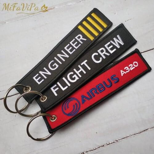 MiFaViPa 3 PCs Engineer Keyring Airbus A20 Keychain Fashion Trinket Embroidery Flight Crew Key Chain for Men Gift Sleutelhanger