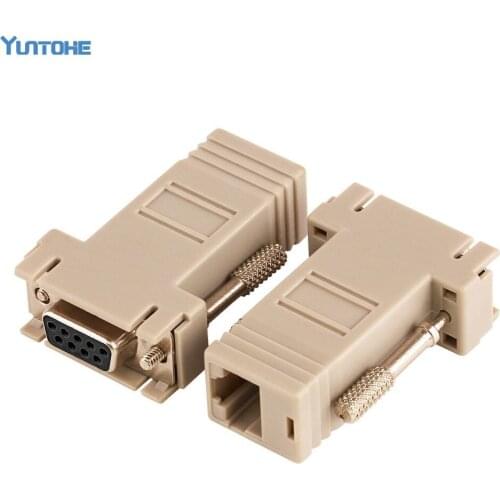 100PCS/lot rs232 DB9 Female to RJ45 Female RS232 Modular Adapter