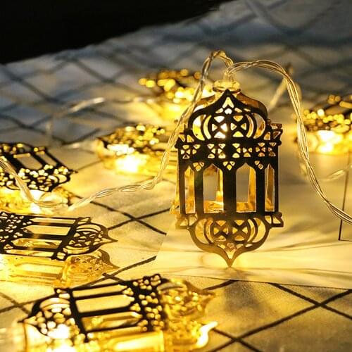 Muslim Ramadan Lantern String Lights Pendant Length 165cm Battery Powered Eid al-Fitr Festival Light