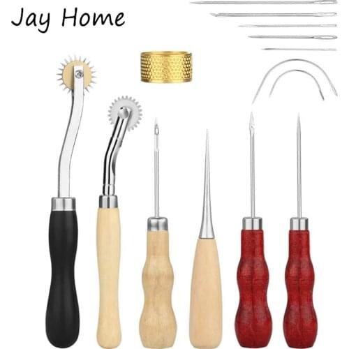 8Pcs Leather Tool Kit Hand Stitching Sewing Awl Leather Repair Sewing Needles Awl for Shoes Bag Belt Repairing Stitching