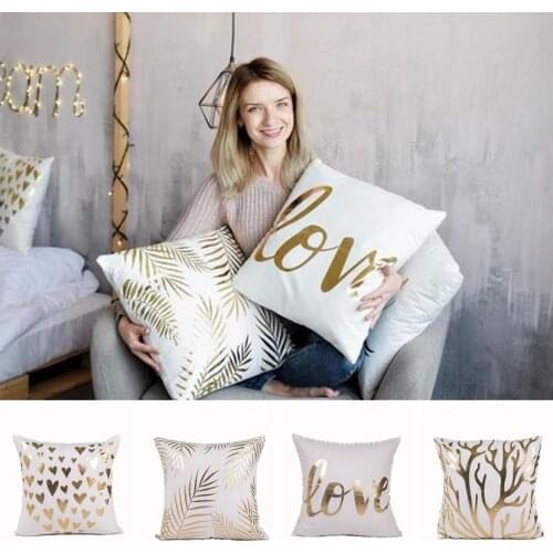 Almofadas Decorativas Para Sofa Throw Pillow Super Soft Velvet Gold Foil Pillowcase Home Decorative Pillow Home Decor Heart Love