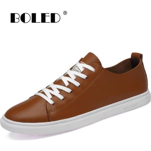 Genuine Leather Casual Shoes Men Lace Up Flats Shoes Comfortable Flats Outdoor Walking Shoes Men Zapatos Hombre