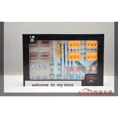 Mini resin 1:43 model scene police barricades Decal lights model car models Accessories