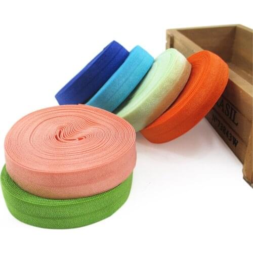 5/8" 16mm Solid Color Cheap Fold Over Elastic FOE Spandex Band Kids Hair Tie Headband Dress Lace Trim Sewing,5Yc12566