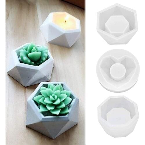 Silicone Plant Pot Mold 3D For Succulent Plants Epoxy Resin Mould Handmade Geometry Craft Candle Garden Bonsai Decorating Tool