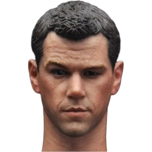 Custom 1/6 Male Matt Damon Head Sculpt Model Dark Colored Skin For HT Body