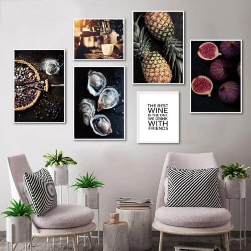 Modern Home Decoration Print Kitchen Pictures Pineapple Blueberry Pie Fig Coffee Modular Canvas Painting Wall Art Nordic Poster