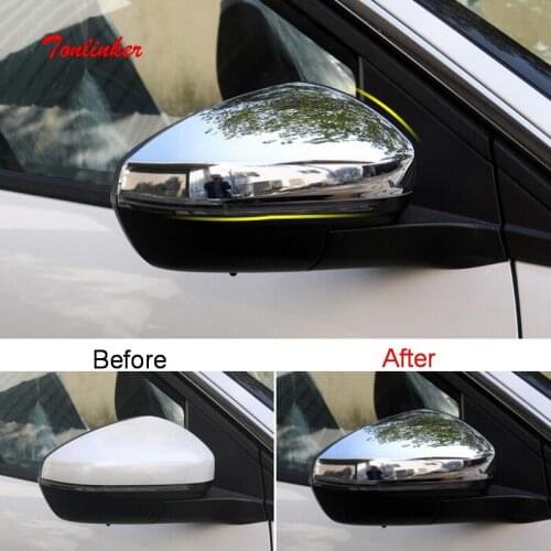Tonlinker Exterior Car Rear view Mirror Cover case sticker for Peugeot 3008/GT 2017-19 Car Styling 2PCS ABS Chrome Cover sticker