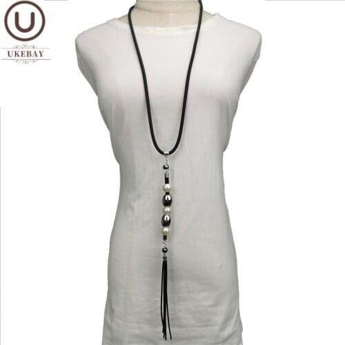 UKEBAY New Long Pendant Necklaces Bead Accessories Rubber Jewelry Women 2020 Fashion Necklace Elasticity Soft Jewelry Wholesale