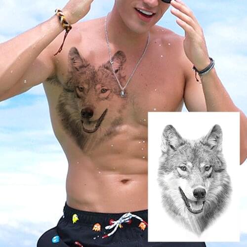 DIY Black Wolf Lion Temporary Tattoos For Men Women Adult Body Art Tatoos Sticker Fake Waterproof Makeup Tool Tattoo For Holiday