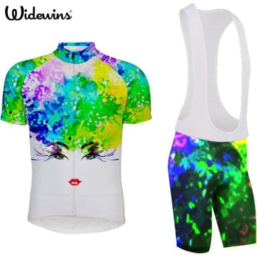 Widewins team cycling jersey road bike wear breathable Ropa Ciclismo Sports wear Bicycle clothes Bike shirt Rainbow Peacock 7139