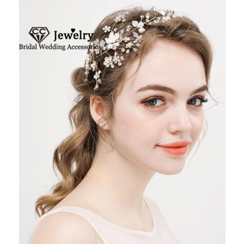 CC Headbands Wedding Hair Accessories for Women Bridal Headdress Engagement Jewelry Flower Shape Headpiece High Quality HS128