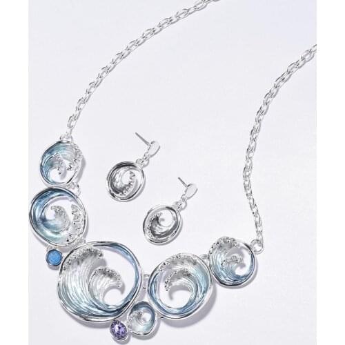 2020 Hollow Geometric spray Necklace set Womens Trendy Enamel Necklace set for Womens necklace Gift party Wedding jewelry