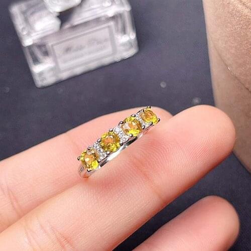 Real 925 Sterling Silver High-quality Citrine Womens Ring Fashion Fine Wedding Jewelry With Certificate MeiBaPJFS