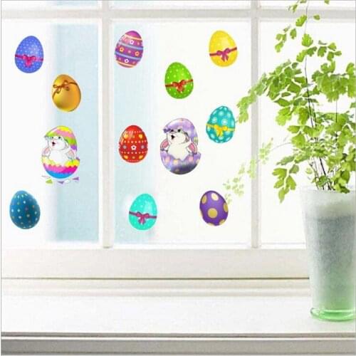 1PCS New Product Easter Wall Sticker Self-Adhesive Bunny Egg Sticker Decoration Easter Window Refrigerator Sticker 23.5*27CM