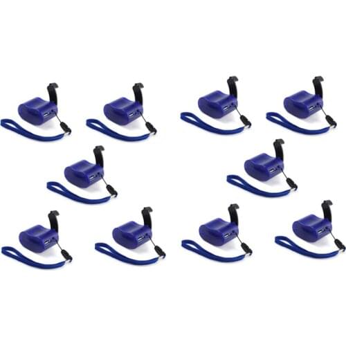 Lots 10pcs Blue Universal Portable Dynamo Hand-Crank USB Cell Mobile Phone Emergency Hand Power Charger