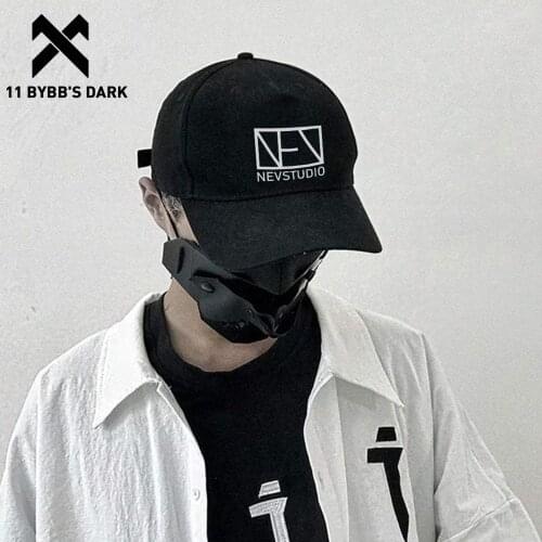 11 BYBBS DARK Hip Hop Streetwear Embroidery Adjustable Baseball Cap Men Women Casual Cotton Snapback Hat Harajuku Sun Cap Black