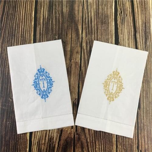 12 PCS Fashion Guest Towels (Letter-T) Monogrammed Tea Towel 14X22-inch Cleaning Cloth Guest Hand Dish Kitchen Bathroom Towel
