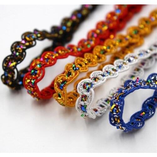 10Yards/lot Special 5Colors Braided Lace Trim Ethnic Style Lace S shape COSPLAY Dance Apparel Accessory Ribbon 0.8cm LC0156