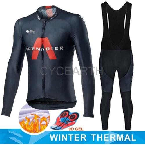 2020 INEOS Grenadier Winter thermal fleece Set Cycling Clothes men Jersey suit Sport bike MTB clothing Bib Pants Warm Jacket set