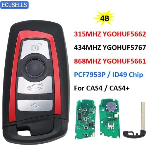 4 Button Remote Car Key 315MHz YGOHUF5662 434MHz HUF5767 868MHz HUF5661 For BMW FEM / BDC CAS4 CAS4+ 5 7 F Series X5 X6 Red