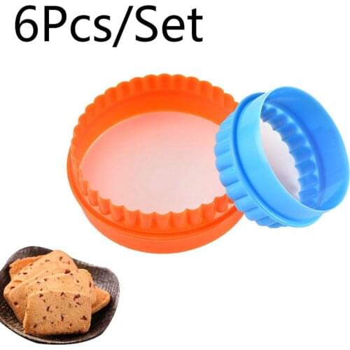 6Pcs/Set DIY Plastic Cookie Mold Cutter Round Embossing Cooking Biscuit Mould Cookie Cake Fondant Cake Mold Kitchen Accessories