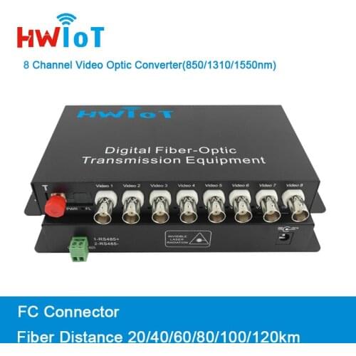 8 Channel Fiber Optic Video Media Converter for HD-TVI/CVI/AHD Camera with or without RS485 Including Transmitter and Receiver 2